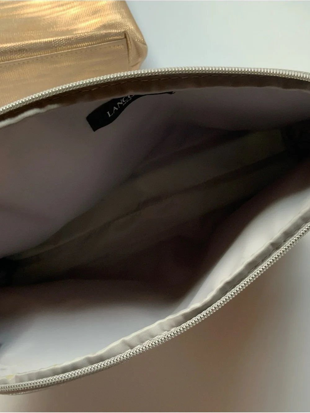 Set of 3 Bags: Lancome Toiletry Cosmetic Pouch Bags ~ Golden, Silver and Black